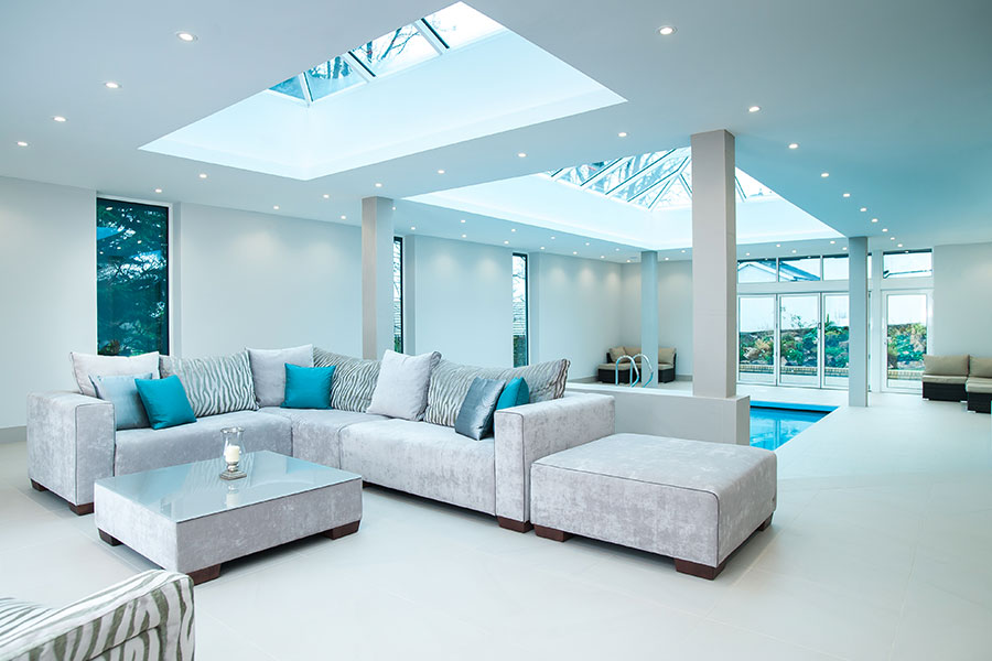 An extension with lantern roof allows plenty of light into the room