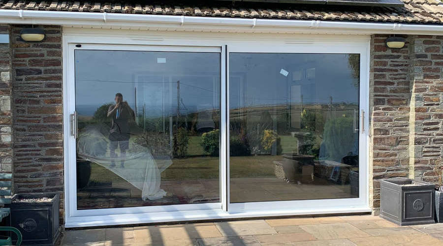 Sliding Patio Doors Plymouth - White Sliding Patio Doors - Landmark Windows and Doors