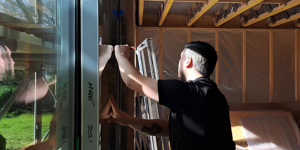 Why Choose uPVC Windows and Doors - Member of the Landmark Windows team measuring uPVC Window - Landmark Windows and Doors